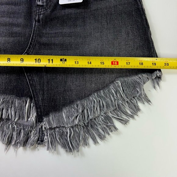 We The Free People Womens Bailey Mini Skirt Black Pockets Frayed Denim 24 New - Picture 5 of 12